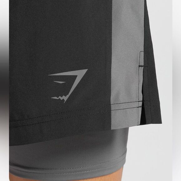 Gymshark Sport 5" 2 In 1 MensShorts Black/Silouette Grey Size M NWT in packaging - Picture 4 of 8